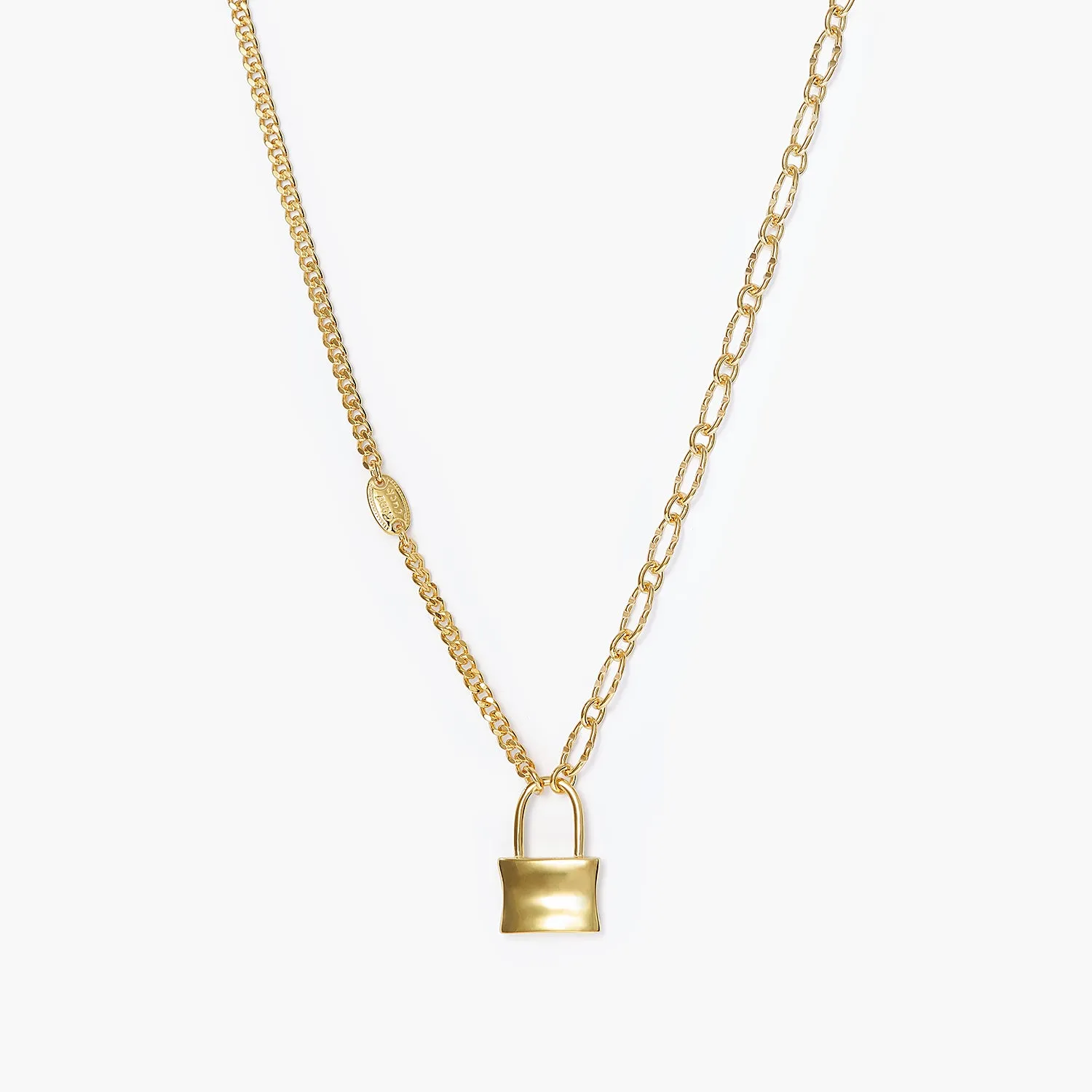 Oval Link Lock Chain Necklace