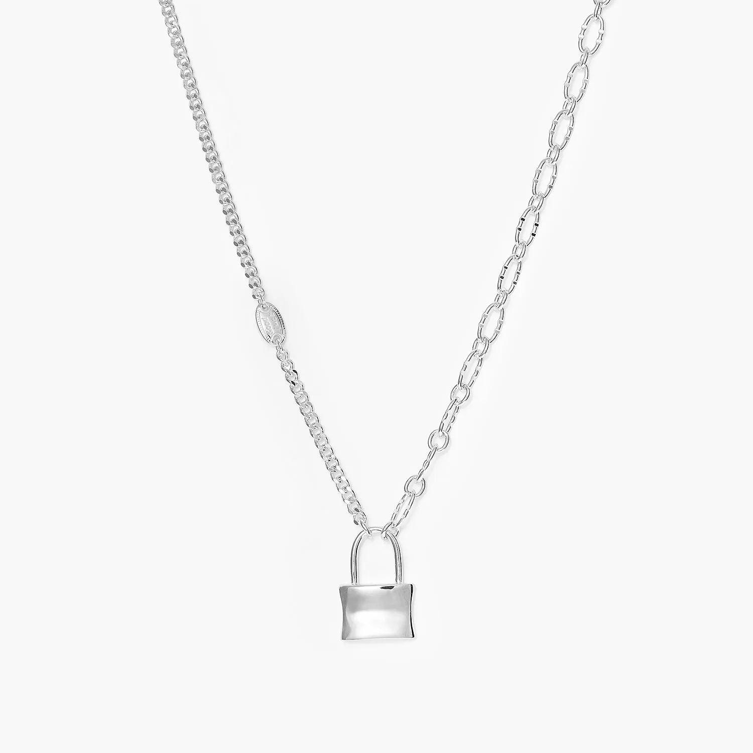 Oval Link Lock Chain Necklace