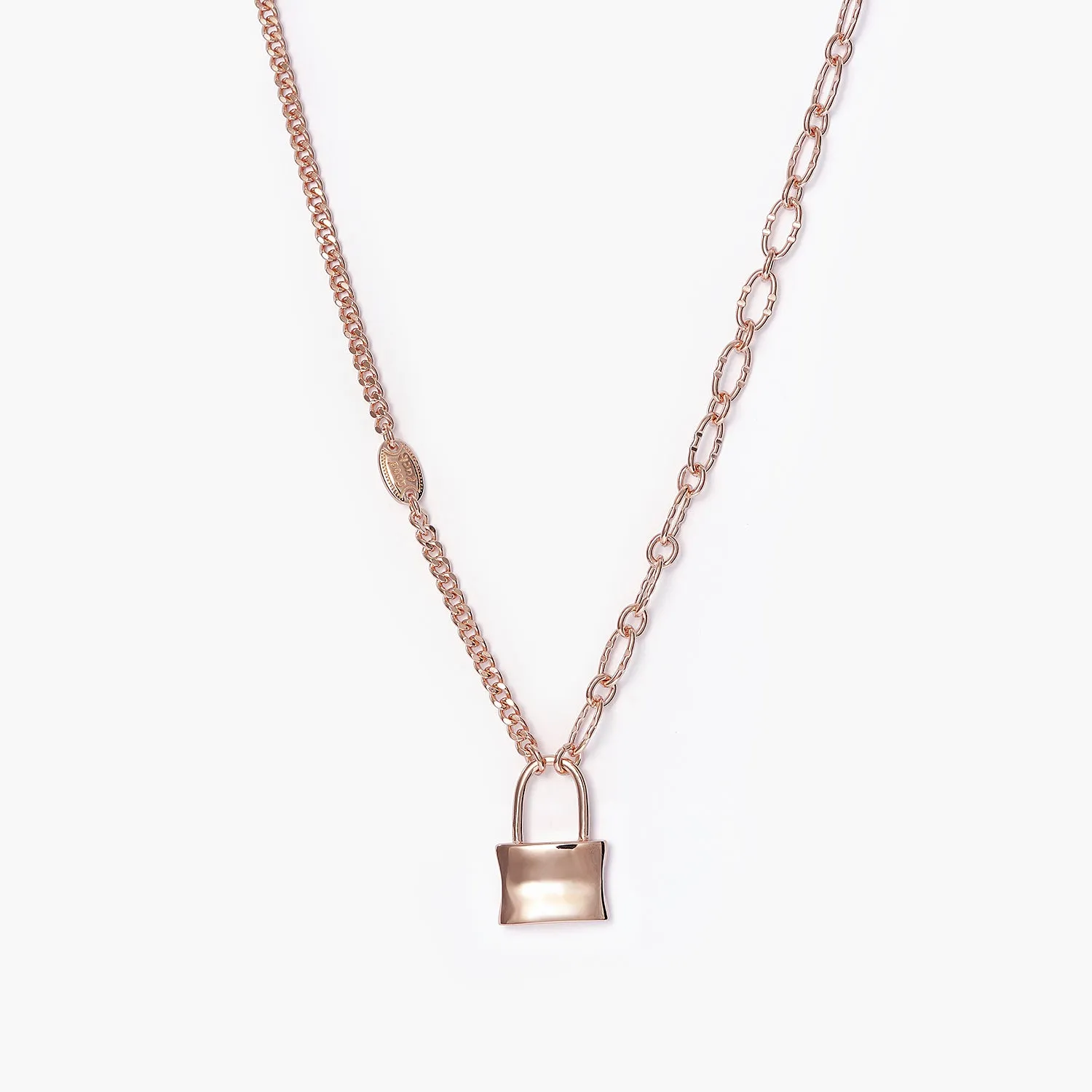 Oval Link Lock Chain Necklace