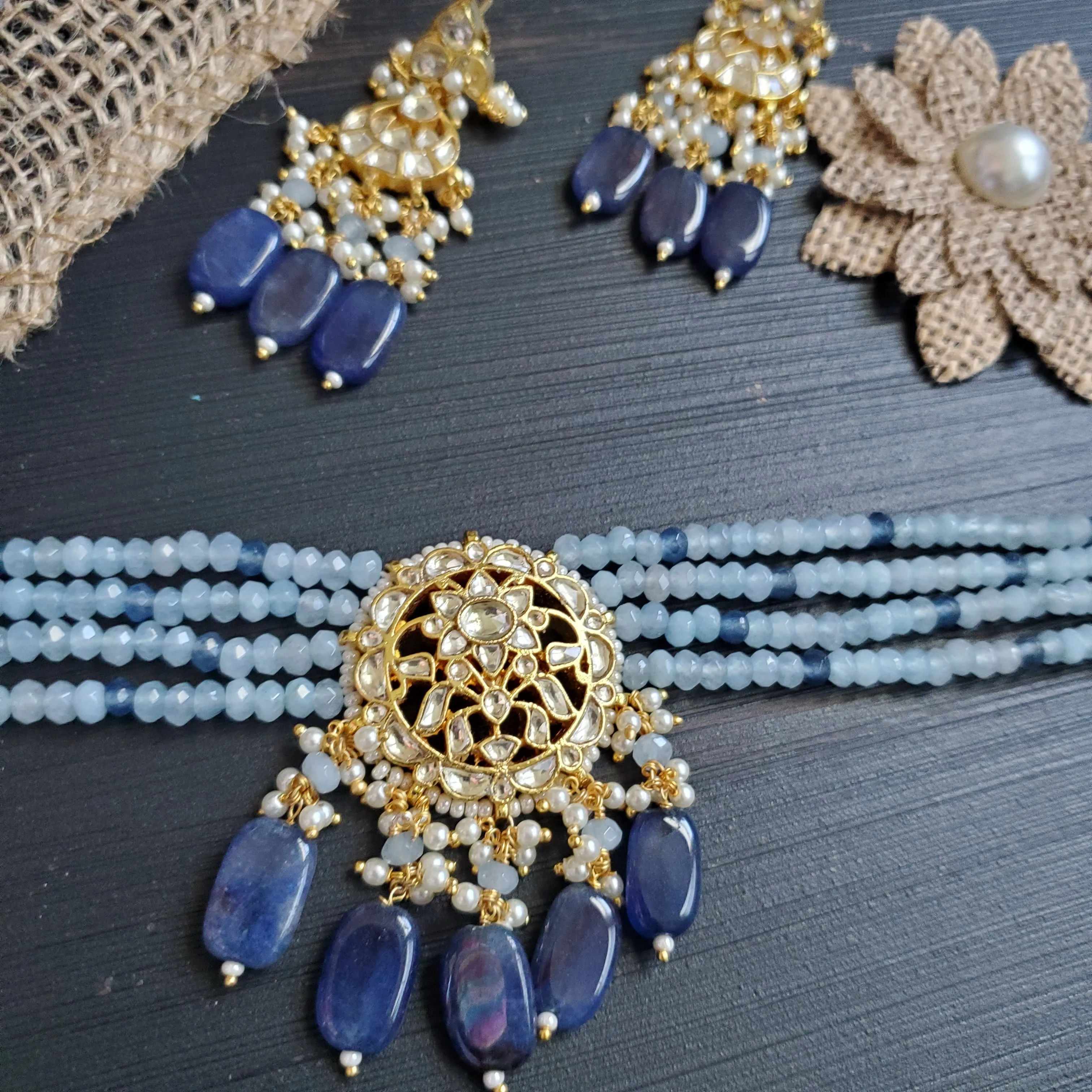 Pachi Kundan Bead Choker With Gold Plating