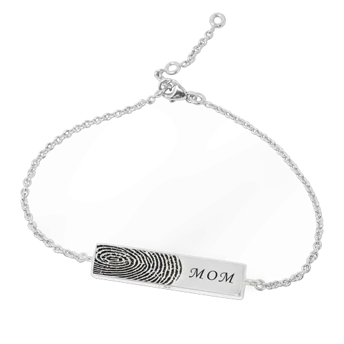 Personalized Bar Pendant Horizontal - Fingerprint Necklace or Bracelet