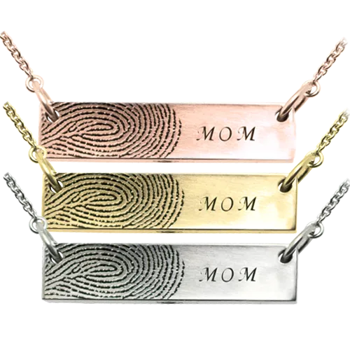 Personalized Bar Pendant Horizontal - Fingerprint Necklace or Bracelet