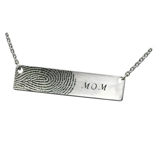 Personalized Bar Pendant Horizontal - Fingerprint Necklace or Bracelet
