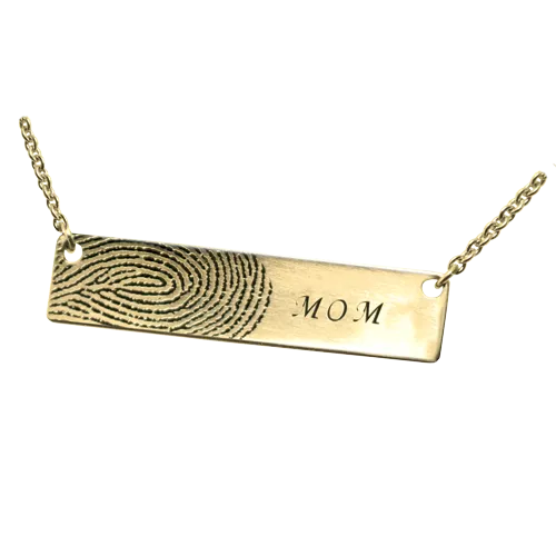 Personalized Bar Pendant Horizontal - Fingerprint Necklace or Bracelet