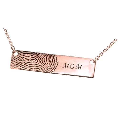Personalized Bar Pendant Horizontal - Fingerprint Necklace or Bracelet