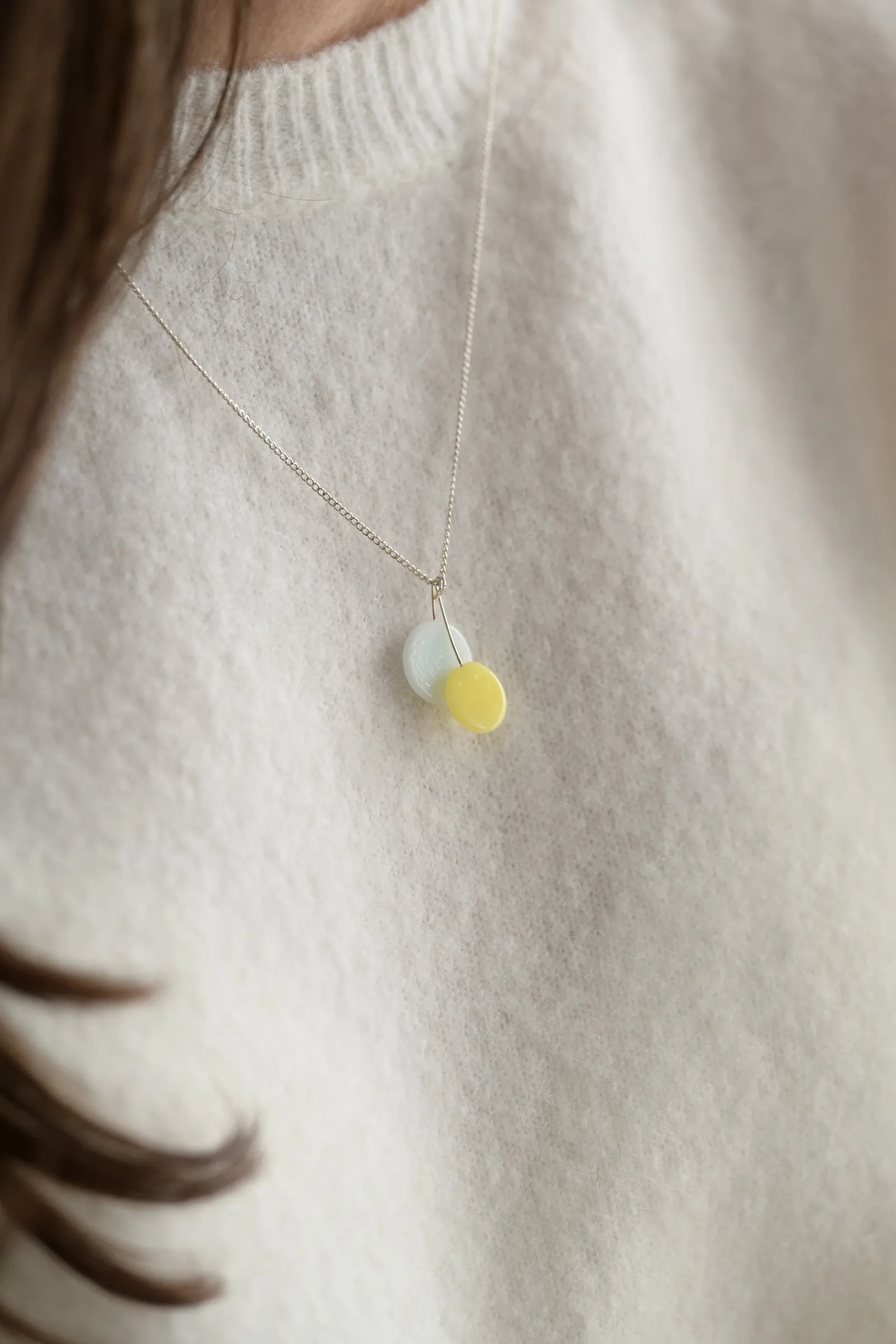 Piet Largo Double Necklace in Yellow and Mint