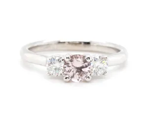 Pink Morganite Three Stone Ring