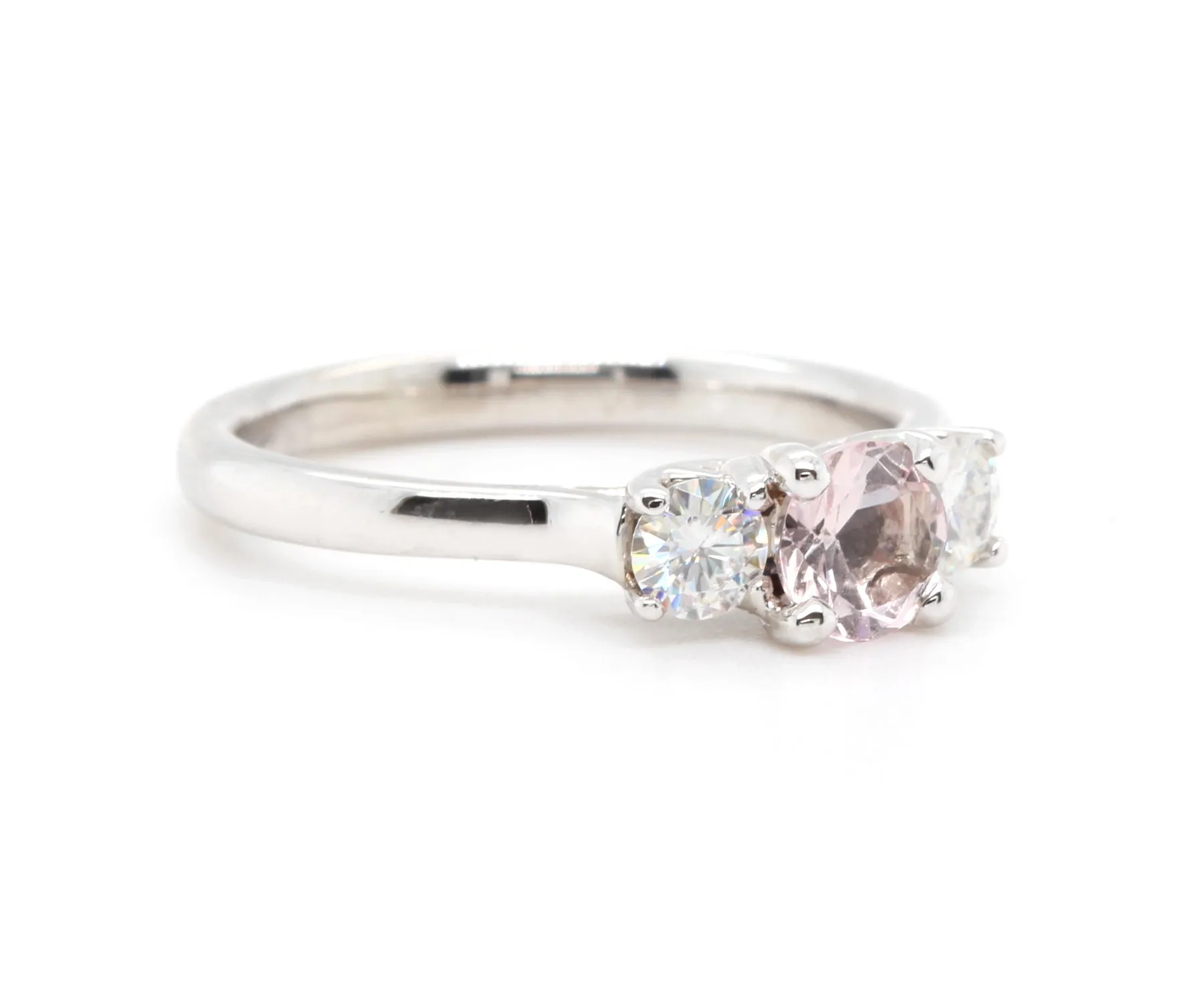 Pink Morganite Three Stone Ring