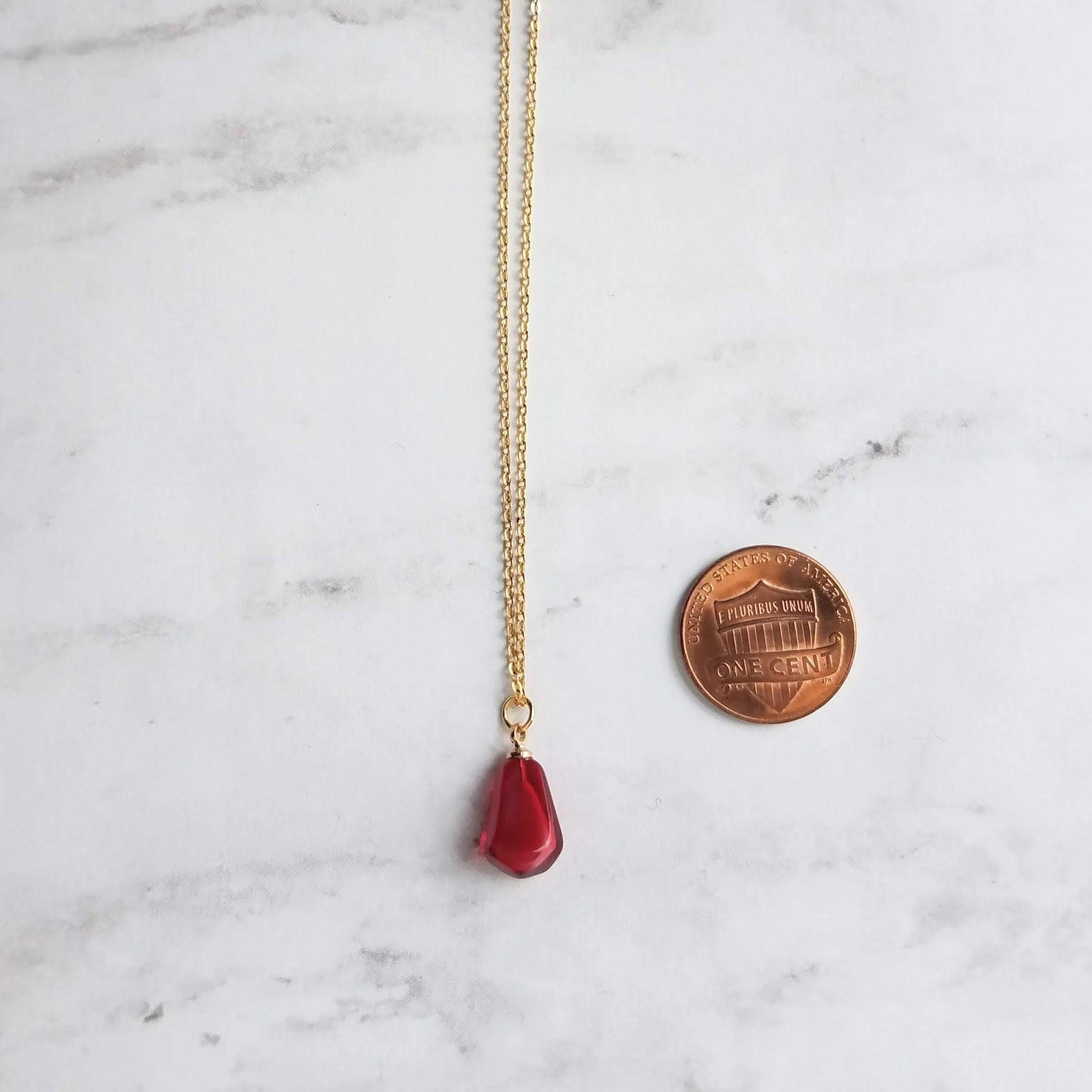 Pomegranate Necklace - small red pink pendant, thin delicate 18 inch chain, fruit seed necklace, fertility necklace, pomegranate seed charm