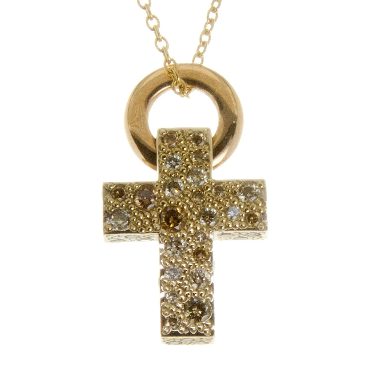 Pomellato Sabbia Fancy Diamond Cross Pendant Necklace