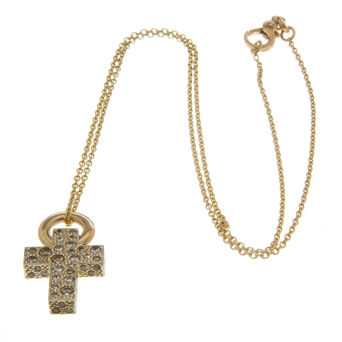 Pomellato Sabbia Fancy Diamond Cross Pendant Necklace