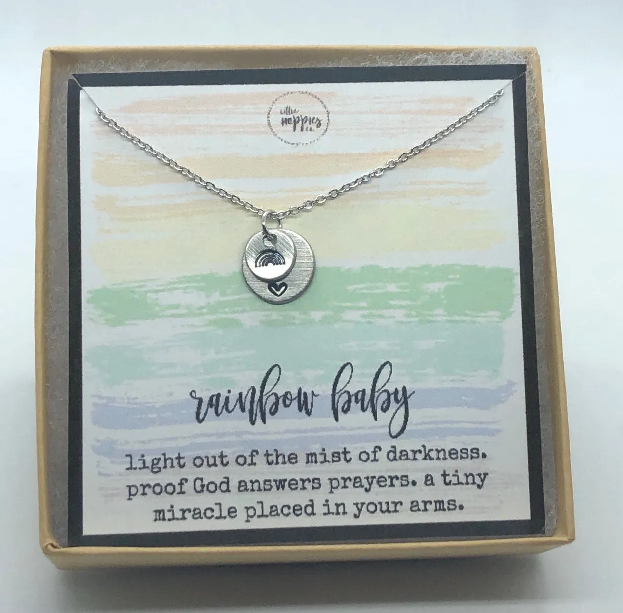 Rainbow baby necklace, rainbow babies, rainbow baby , baby after miscarriage, motherhood necklace, miscarriage gift, gift for rainbow baby