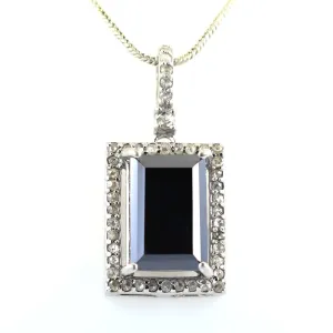 Rare 12 Ct Certified! Beautiful Black Diamond Pendant With Diamond Accents. Great Design