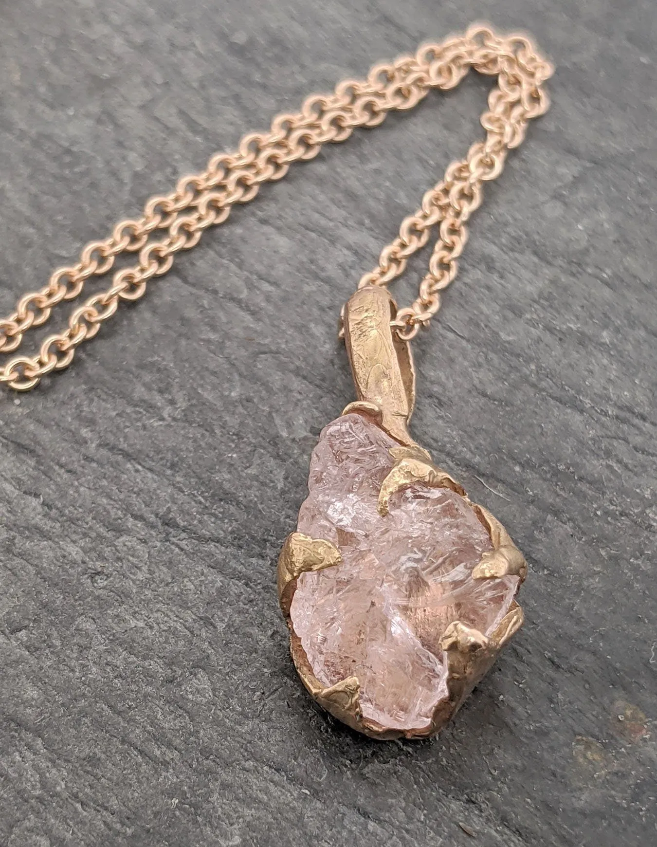 raw morganite 14k gold pendant pink gemstone necklace gemstone jewelry byangeline 2087 Alternative Engagement