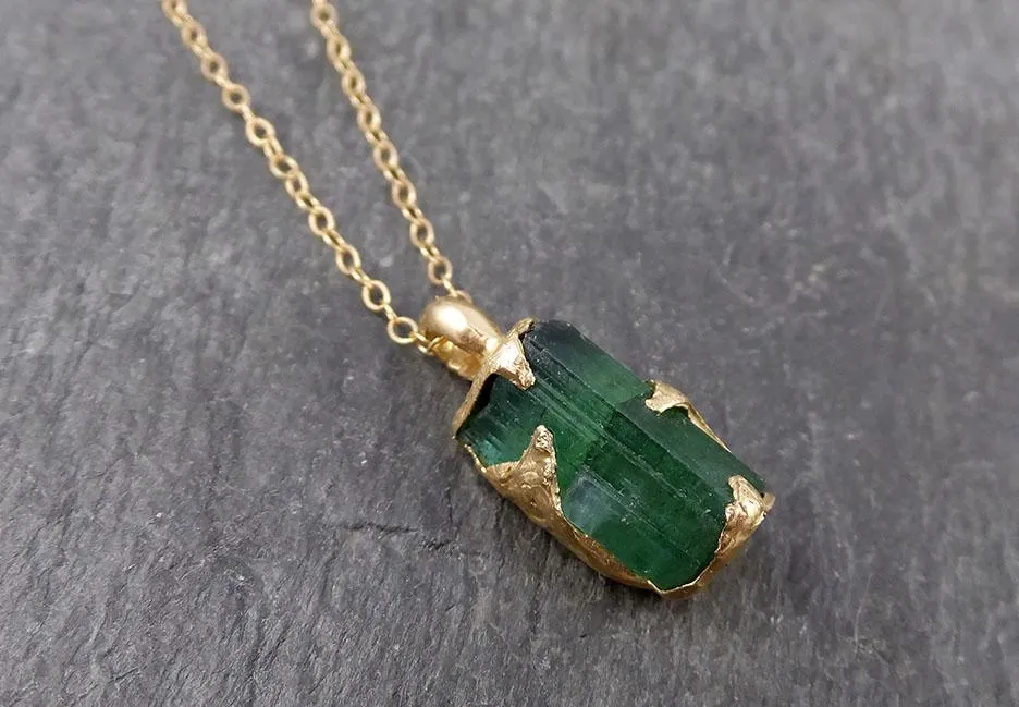 raw rough tourmaline 14k gold pendant green gemstone necklace raw gemstone jewelry byangeline 0887 Alternative Engagement