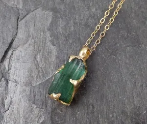 raw rough tourmaline 14k gold pendant green gemstone necklace raw gemstone jewelry byangeline 0887 Alternative Engagement
