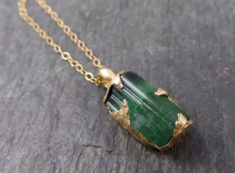raw rough tourmaline 14k gold pendant green gemstone necklace raw gemstone jewelry byangeline 0887 Alternative Engagement