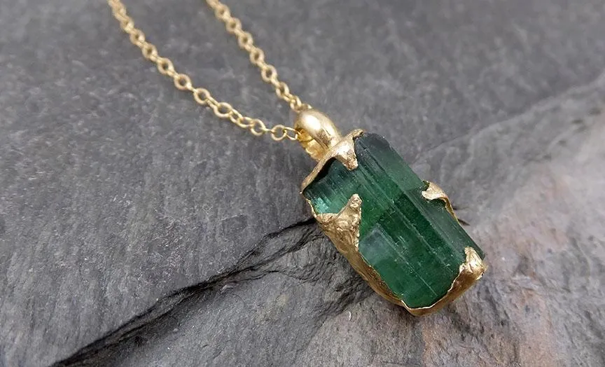 raw rough tourmaline 14k gold pendant green gemstone necklace raw gemstone jewelry byangeline 0887 Alternative Engagement