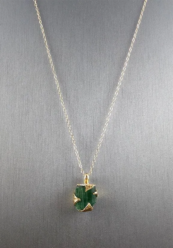raw rough tourmaline 14k gold pendant green gemstone necklace raw gemstone jewelry byangeline 0888 Alternative Engagement