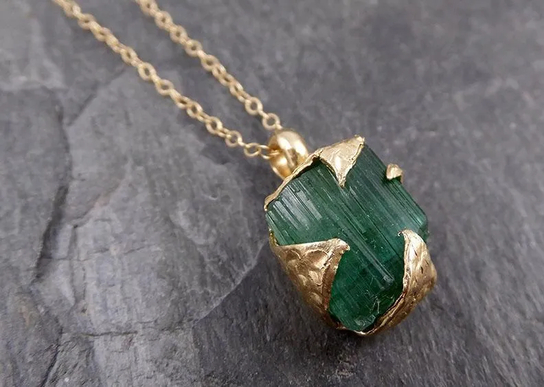 raw rough tourmaline 14k gold pendant green gemstone necklace raw gemstone jewelry byangeline 0888 Alternative Engagement