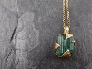 raw rough tourmaline 14k gold pendant green gemstone necklace raw gemstone jewelry byangeline 0888 Alternative Engagement