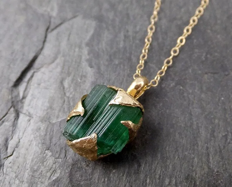 raw rough tourmaline 14k gold pendant green gemstone necklace raw gemstone jewelry byangeline 0888 Alternative Engagement