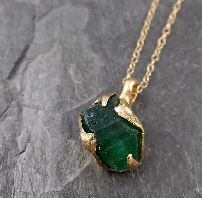 raw rough tourmaline 14k gold pendant green gemstone necklace raw gemstone jewelry byangeline 0889 Alternative Engagement