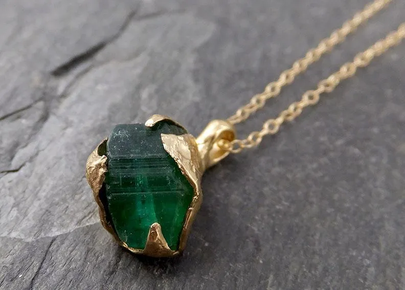 raw rough tourmaline 14k gold pendant green gemstone necklace raw gemstone jewelry byangeline 0889 Alternative Engagement