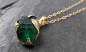 raw rough tourmaline 14k gold pendant green gemstone necklace raw gemstone jewelry byangeline 0889 Alternative Engagement