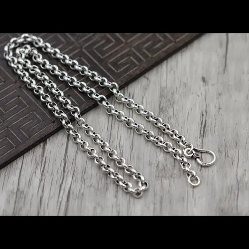 Real 925 Sterling Silver Necklace Classical Vintage O Link Chain 18" - 32"