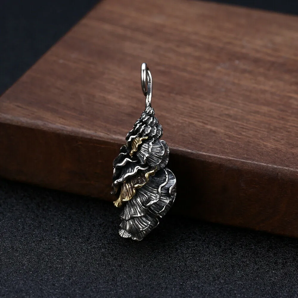 Real 925 Sterling Silver Pendant Shell Seashell  Wave Classical Jewelry