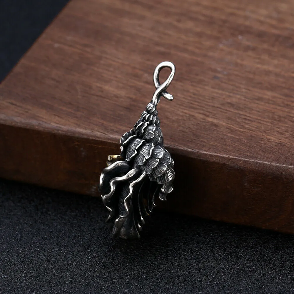Real 925 Sterling Silver Pendant Shell Seashell  Wave Classical Jewelry