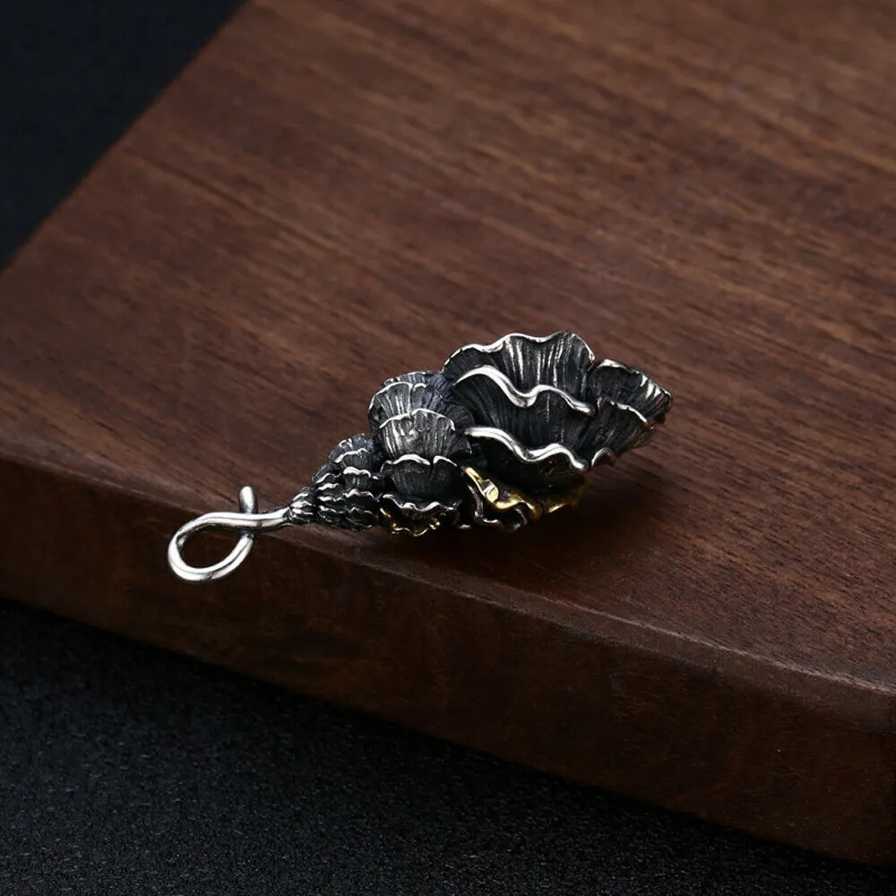Real 925 Sterling Silver Pendant Shell Seashell  Wave Classical Jewelry