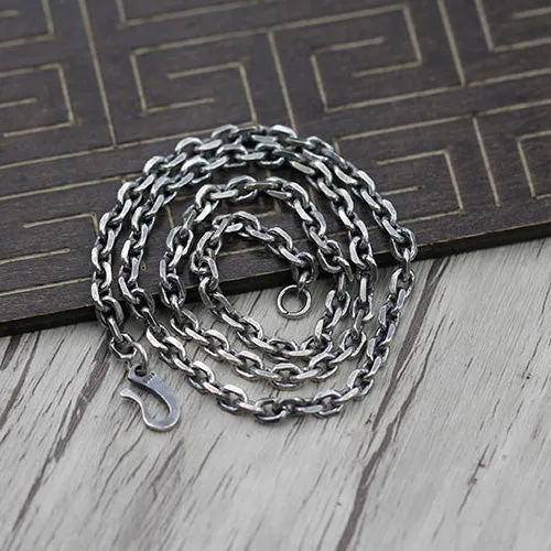 Real Solid 925 Sterling Silver Classical Cuboid Chain Men Necklace 18"-32"