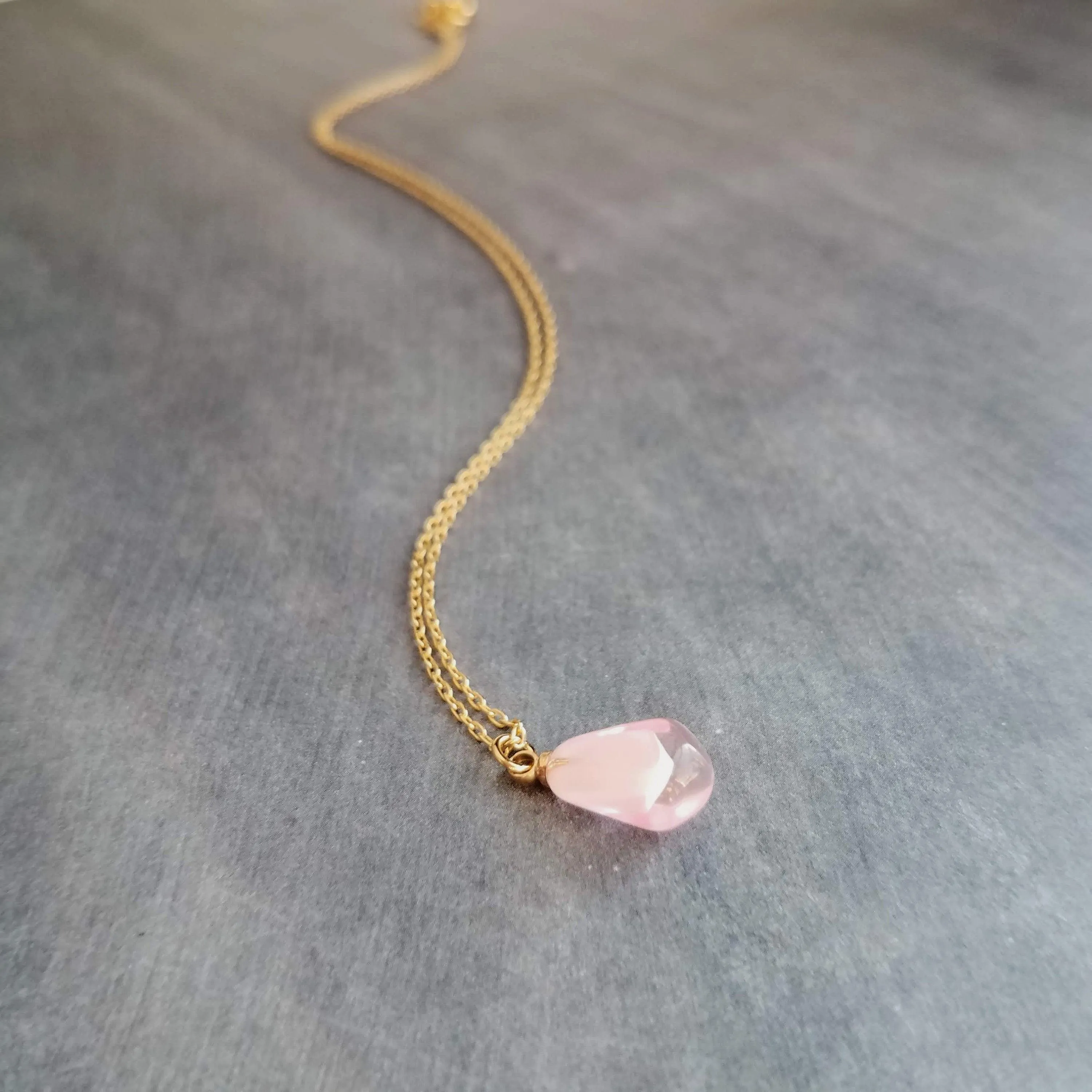 Red Pomegranate Seed Necklace, small light red pendant, thin delicate chain, seed fruit necklace, fertility necklace, pomegranate seed charm