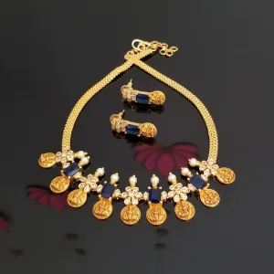 Reserved For Praveena Traditional Laxmi Kasu Necklace With AD Stones BT1