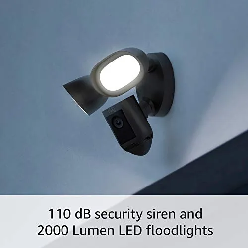 Ring Floodlight Cam Wired Pro Black with Echo Show 5 (Charcoal)