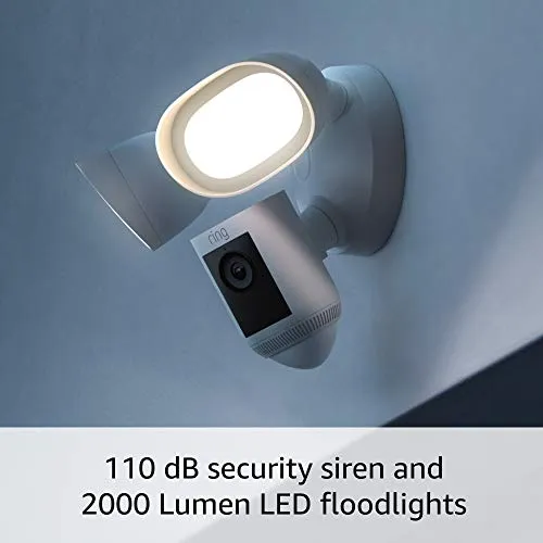 Ring Floodlight Cam Wired Pro with Bird’s Eye View and 3D Motion Detection (2021 release), White