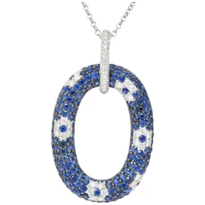 Roberto Coin Contemporary 9.55 CTW Sapphire Diamond 18 Karat White Gold Pendant Necklace