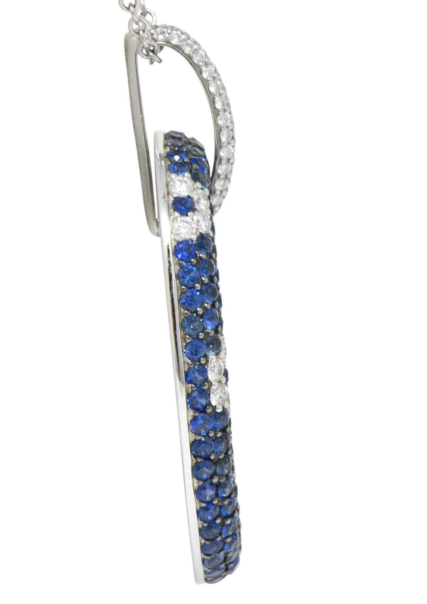 Roberto Coin Contemporary 9.55 CTW Sapphire Diamond 18 Karat White Gold Pendant Necklace