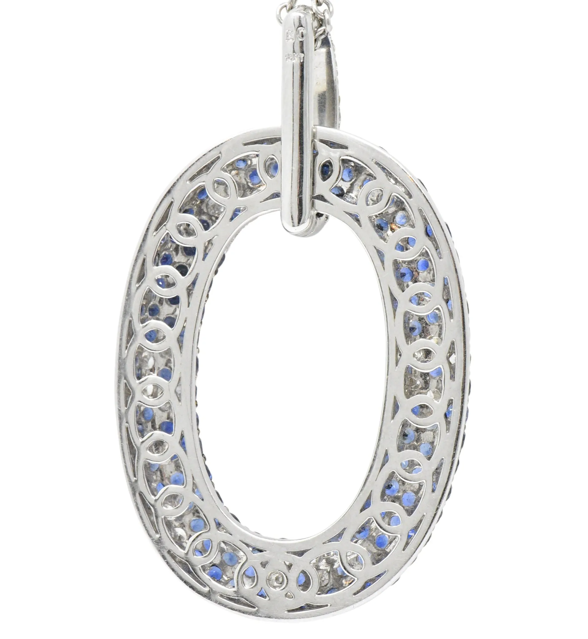 Roberto Coin Contemporary 9.55 CTW Sapphire Diamond 18 Karat White Gold Pendant Necklace