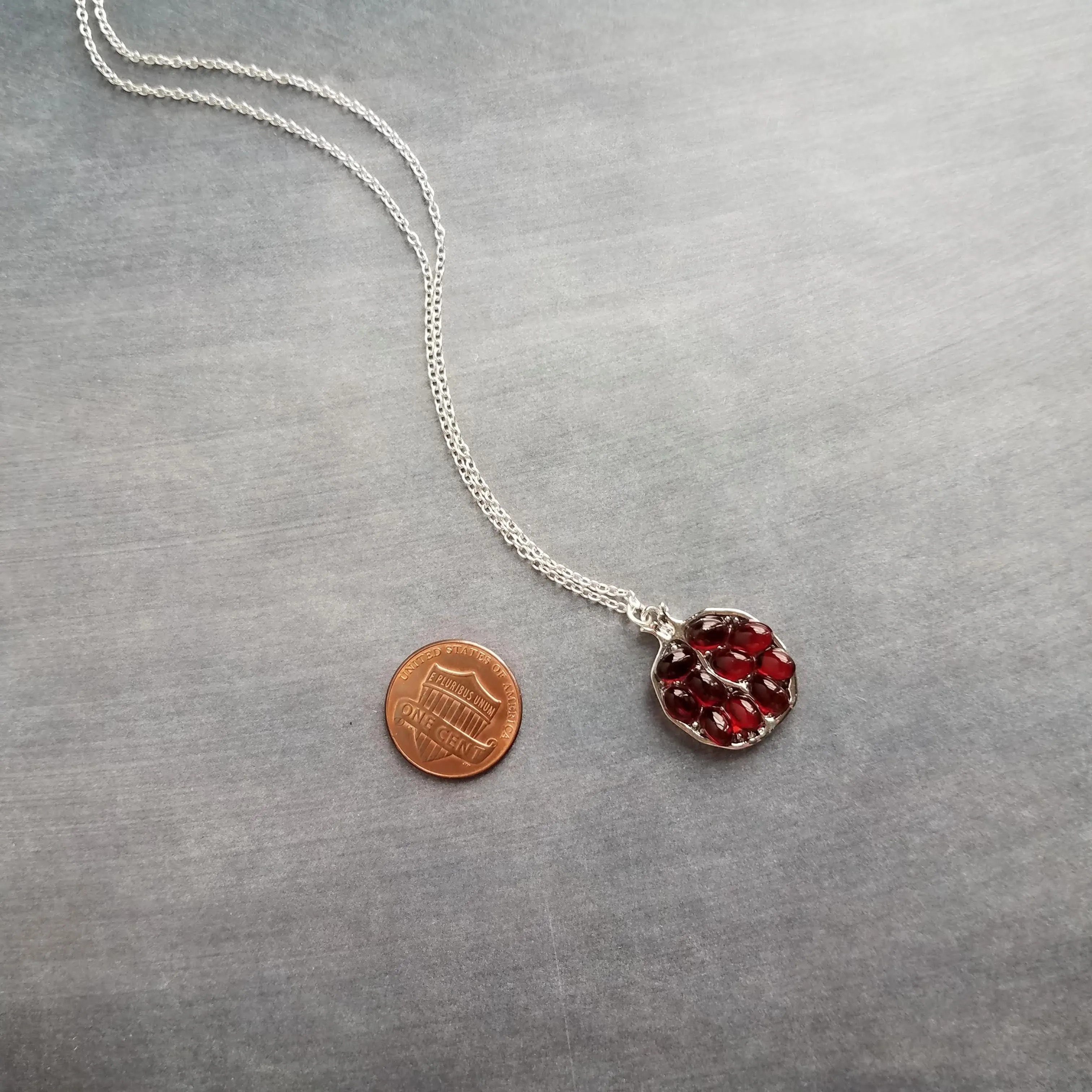 Rose Gold Pomegranate Necklace, maroon red seeds, fruit necklace, fertility necklace, pomegranate pendant, open half pomegranate, seed necklace