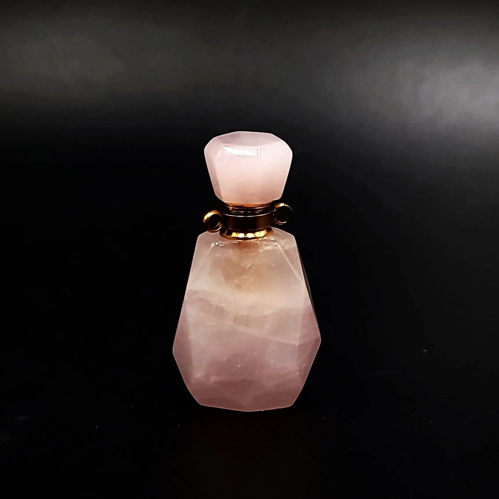 Rose Quartz Bottle Pendant Sacred Geometry Holder Perfume Oils Incense Ashes