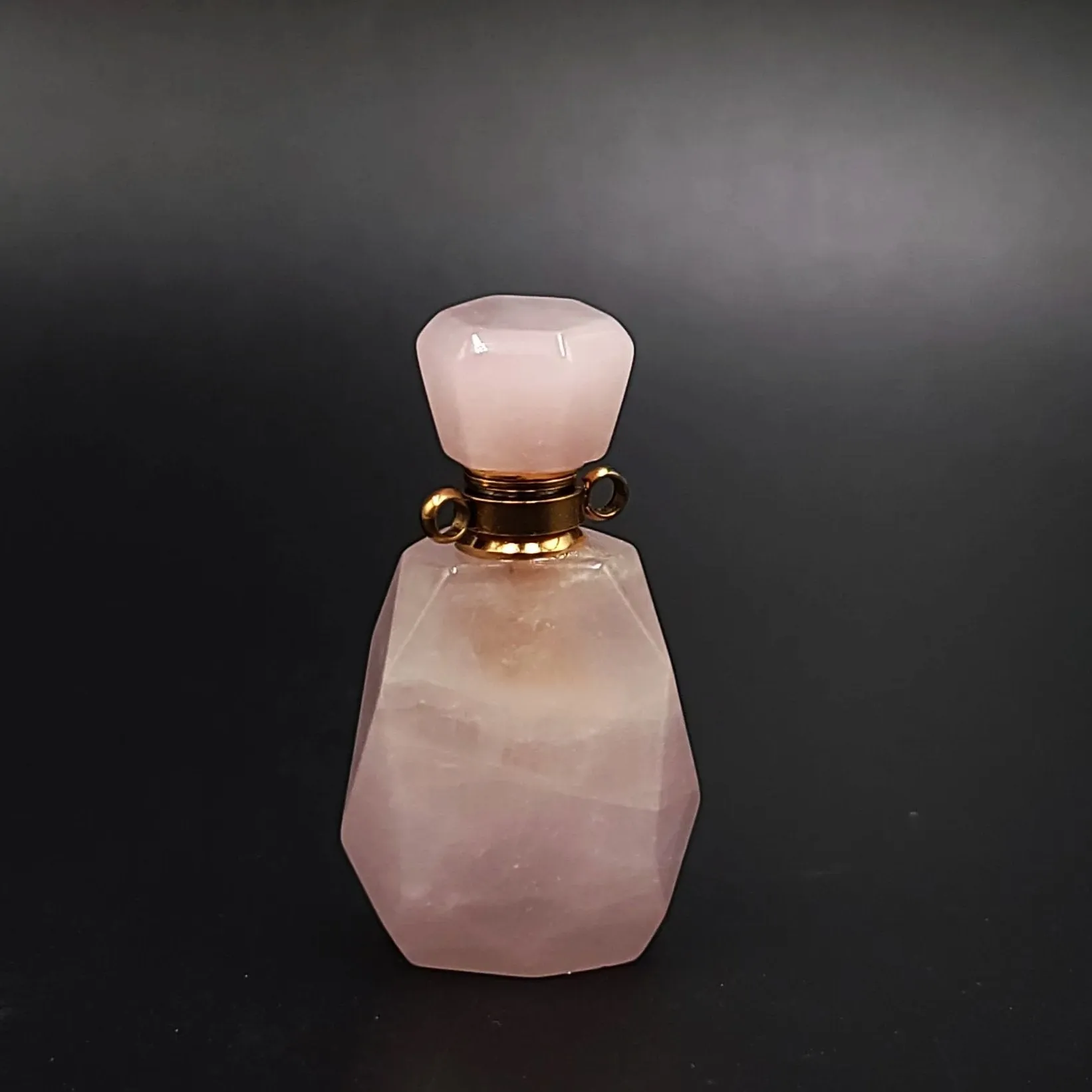 Rose Quartz Bottle Pendant Sacred Geometry Holder Perfume Oils Incense Ashes