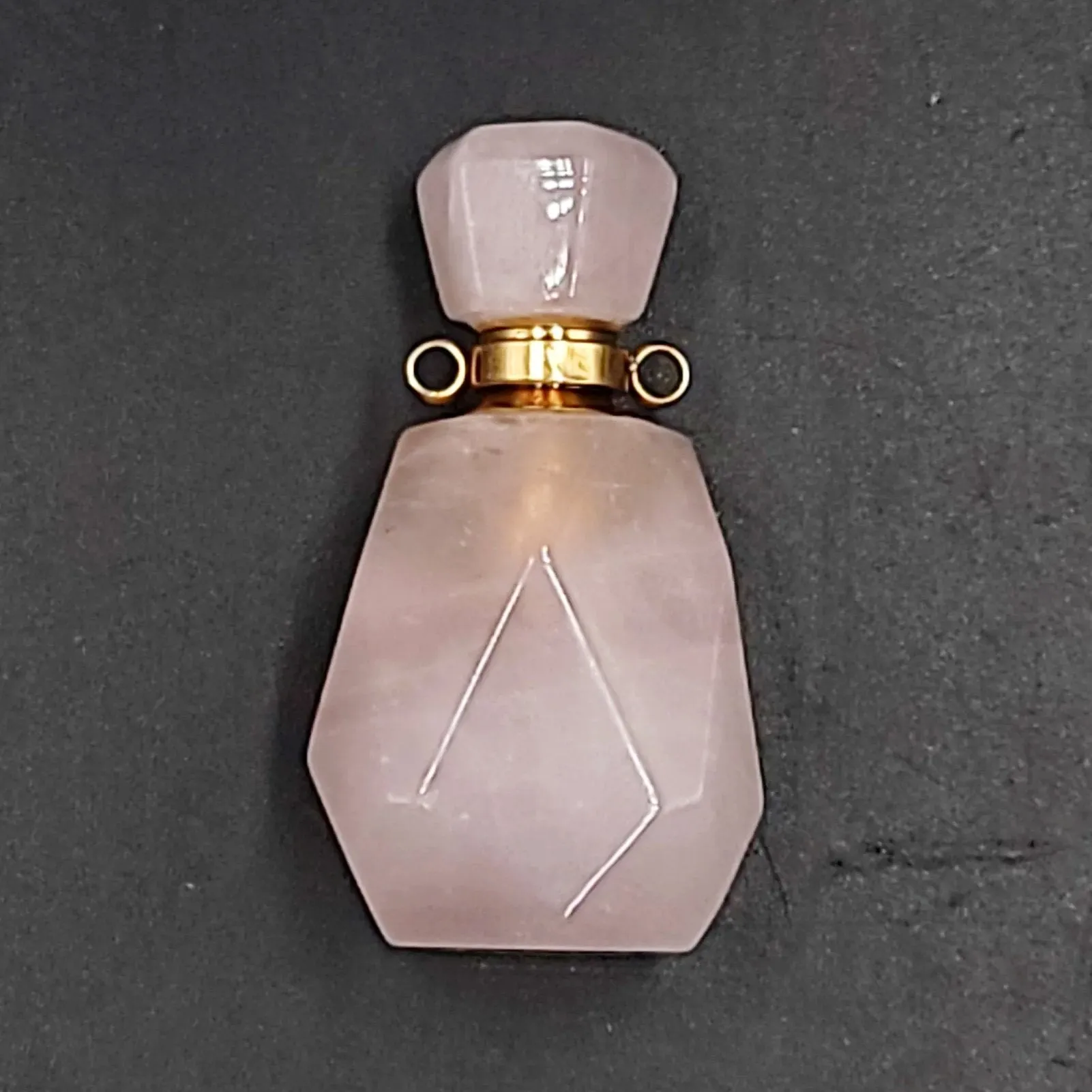 Rose Quartz Bottle Pendant Sacred Geometry Holder Perfume Oils Incense Ashes