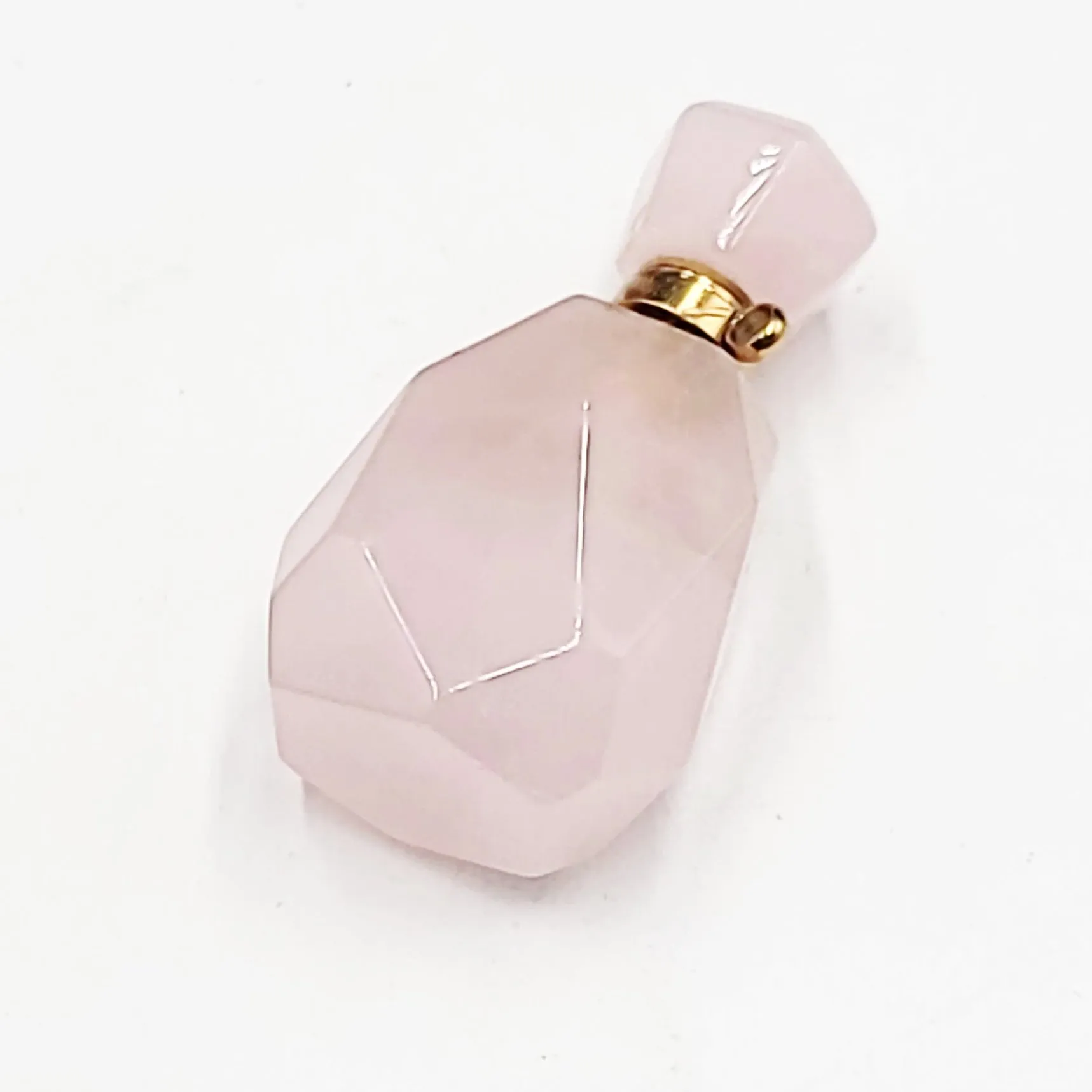 Rose Quartz Bottle Pendant Sacred Geometry Holder Perfume Oils Incense Ashes