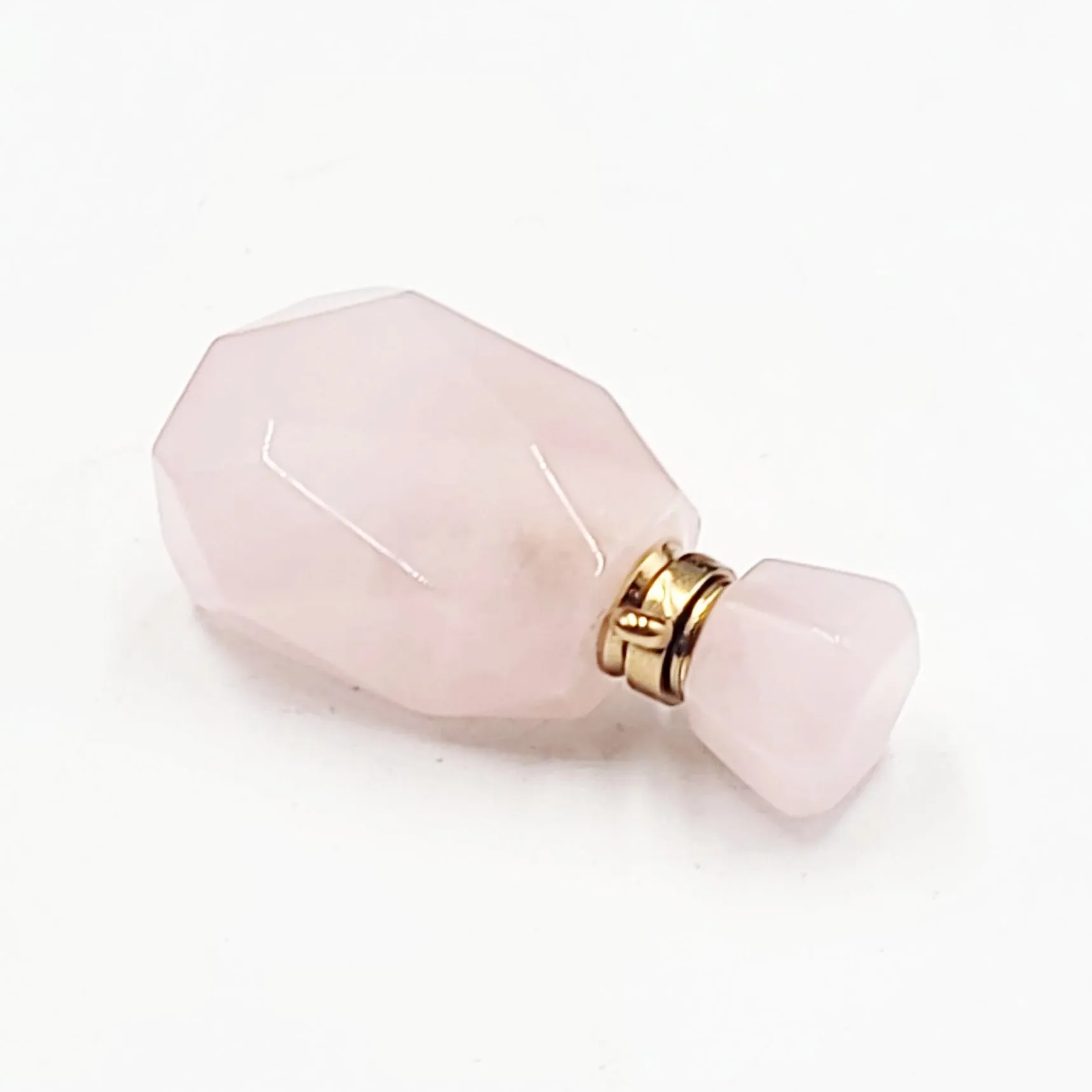 Rose Quartz Bottle Pendant Sacred Geometry Holder Perfume Oils Incense Ashes