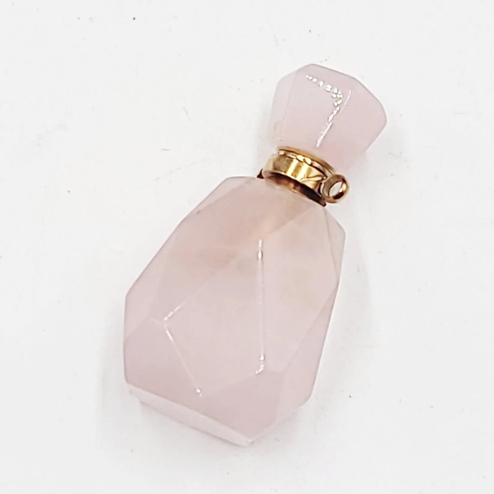 Rose Quartz Bottle Pendant Sacred Geometry Holder Perfume Oils Incense Ashes