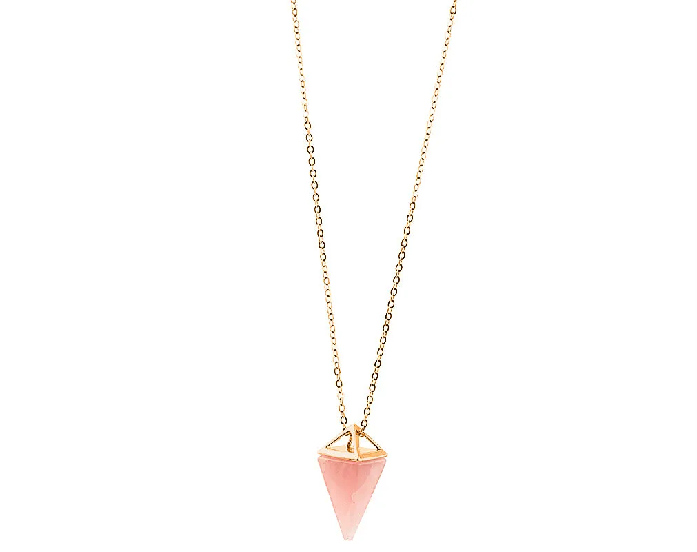 Rose quartz pyramid point necklace