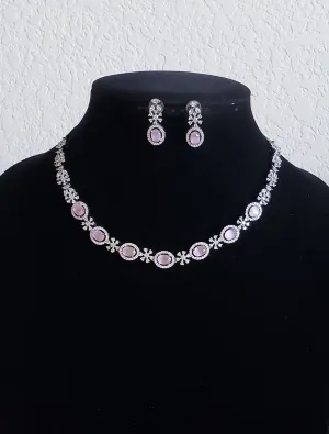 Sai Mridula Cz Classic Necklace With Black Plating M96 Pink